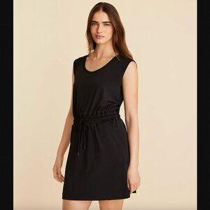 LOU & GREY | Tank Dress UPF Black Drawstring Tie Waist Athletic Leisure Comfort